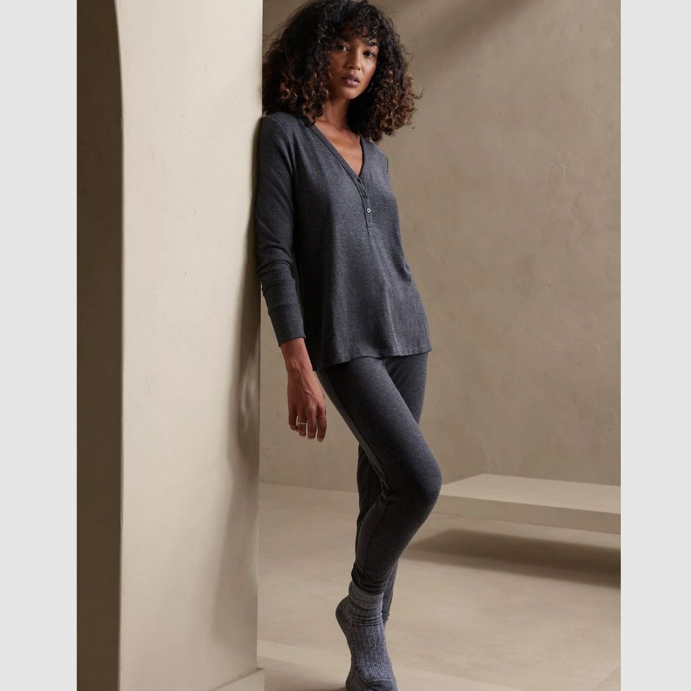 Banana Republic Brushed Knit Sleep Set Dark Heather Grey